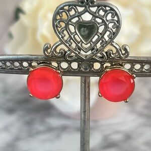 J. crew round orange gold tone pierced earrings